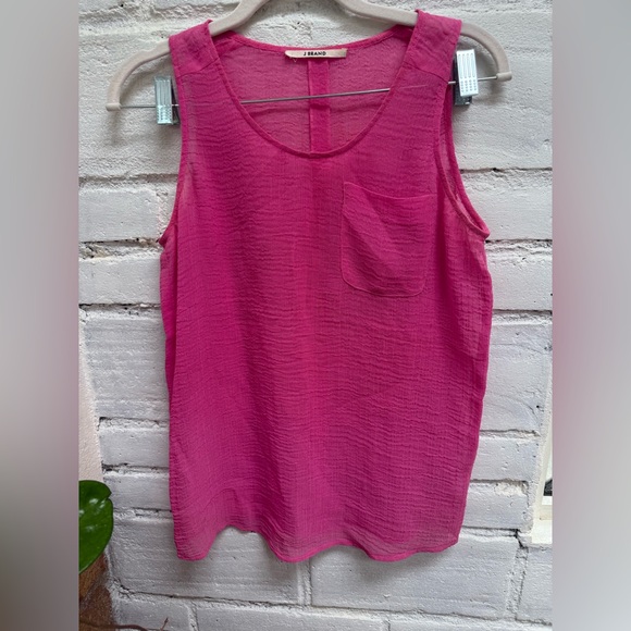 J Brand pink semi sheer gauze Tank Top - Picture 1 of 3